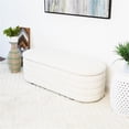 thumbnail image 4 of Calypso Mid-Century Modern16.73" Upholstered Fabric Bench in White, 4 of 7