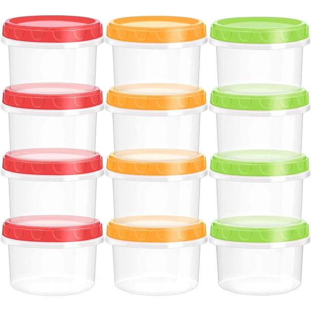 EcoNesxp Freezer and Dishwasher Safe Reusable Small Freezer Containers 8 Ounces Plastic Food Storage Containers with Screw-On Caps Set