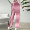 thumbnail image 4 of Maean Women's Striped Pants Fleece Fuzzy Lined Straight Leg Loose Trousers Casual High Waist Sweatpants, 4 of 7