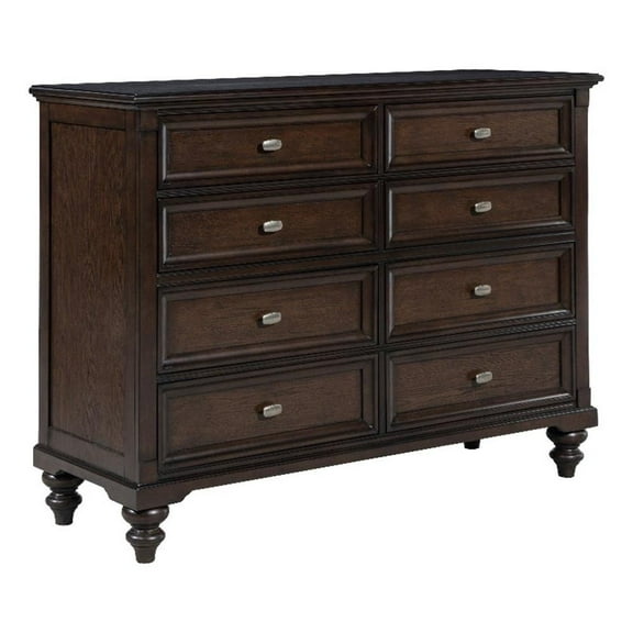 Andover 8-drawer Dresser Cabinet Dark Oak