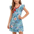 thumbnail image 2 of Afuyipoi Girls Sleeveless Sundress Size 1-12 A-Line Floral Print Button Front Cheongsam Dress for Kids Summer Beach Vacation Multicolor Size 1T, 2 of 6