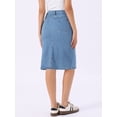 thumbnail image 3 of DARING DIVA Women's Back Slit Pockets Knee Length Stretch Jean Skirts X-Small Blue, 3 of 7