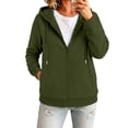 thumbnail image 5 of thefmos Women's Hooded Zip Up Sweatshirt Jacket with Pockets Solid Color Casual Coat Fashion Fall Winter Clothes, Army Green L, 5 of 9