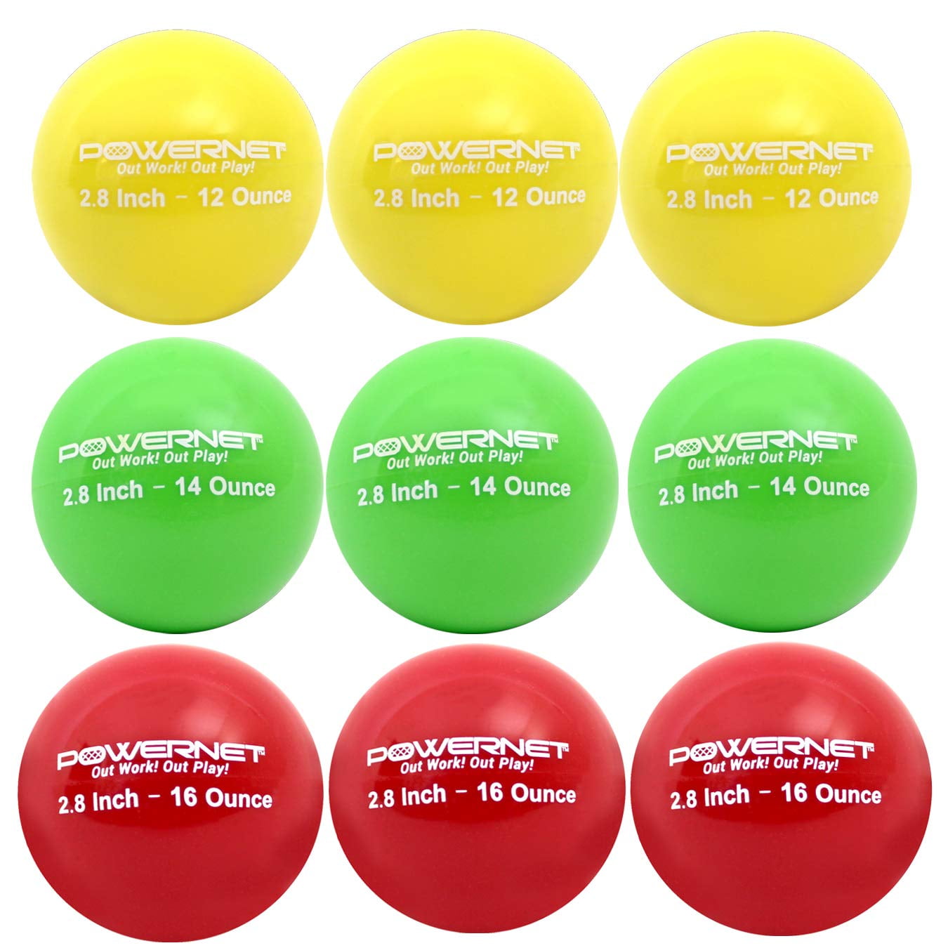 PowerNet 2.8" Weighted Hitting and Batting Training Ball 6 pack 