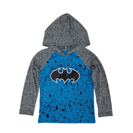 DC Comics Batman Little Boys Blue/Gray Bat Symbol Hoodie Shirt