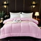 thumbnail image 1 of Edredón acolchado para cama de plumón para todas las estaciones, grande, 152 x 199 cm | Relleno de poliéster ligero y suave | Lavable a máquina, blanco, beige, rosa y café | Ropa de cama cálida y, 1 of 6
