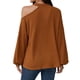 thumbnail image 5 of Crewneck Cold Shoulder Pullover, Pure Color Drop Shoulder Cutout Pullover  For Shopping For Girls ANGGREK Café L, 5 of 5