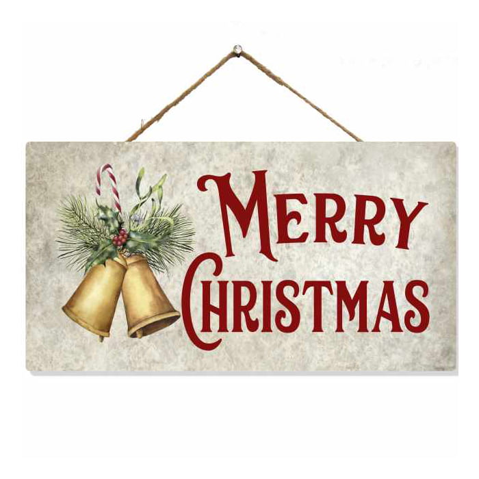 MERRY CHRISTMAS Tree & Ornament SIGN Wall Door Hanger Plaque Holiday Seasonal 