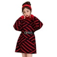 thumbnail image 2 of KYAIGUO Robe Chandail d'Hiver pour Fille Manches Longues Robe Chandail à Rayures Col Roulé Jupe Chandail Tricotée 5-15T, 2 of 9