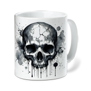 Lotusprinthandmade 3D Skull White Ceramic Mug (11oz)