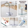 thumbnail image 4 of Hi loPres 35" Round Glass Bar Height Table, Modern Clear Tempered Glass Pub Table with Sturdy Silver Chrome Pedestal Base for Small Space, Kitchen, 4 of 7
