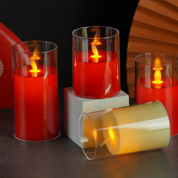 Luces De Vela Adornos de lámpara de vela electrónica LED de plástico para suministros de cumpleaños (7,5*12,5 cm)