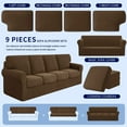 thumbnail image 3 of Subrtex Sofa Slipcover Sets 9 Pieces Stretch Couch Cover Backrest Cushion Covers (Oversized Sofa, Coffee), 3 of 7