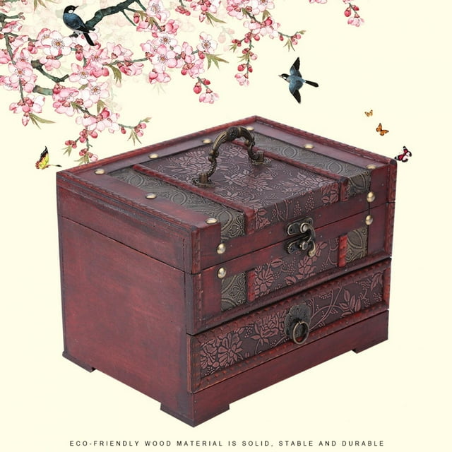Wood Material Jewelry Chest Sturdy And Durable Jewelry Storage Chest Jewelry Shop For Home
