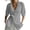 Gray, variant on Women's Ruffle Trim Short Sleeve Blouse Summer Sweet V Neck Button Down Shirts Loose Fashion Boho Beach Vacation Tops Navy