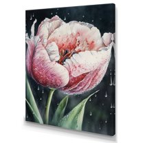 Designart Blooming Tulip Flowers Watercolor I Canvas Wall Art