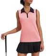 thumbnail image 2 of BODOAO Women's Golf Polo T Shirts Lightweight Moisture Wicking Sleeveless Shirt Quick Dry Zip Tank Top Collared Athletic Tennis Workout Top for Summer Sports and Training Pink XL, 2 of 9