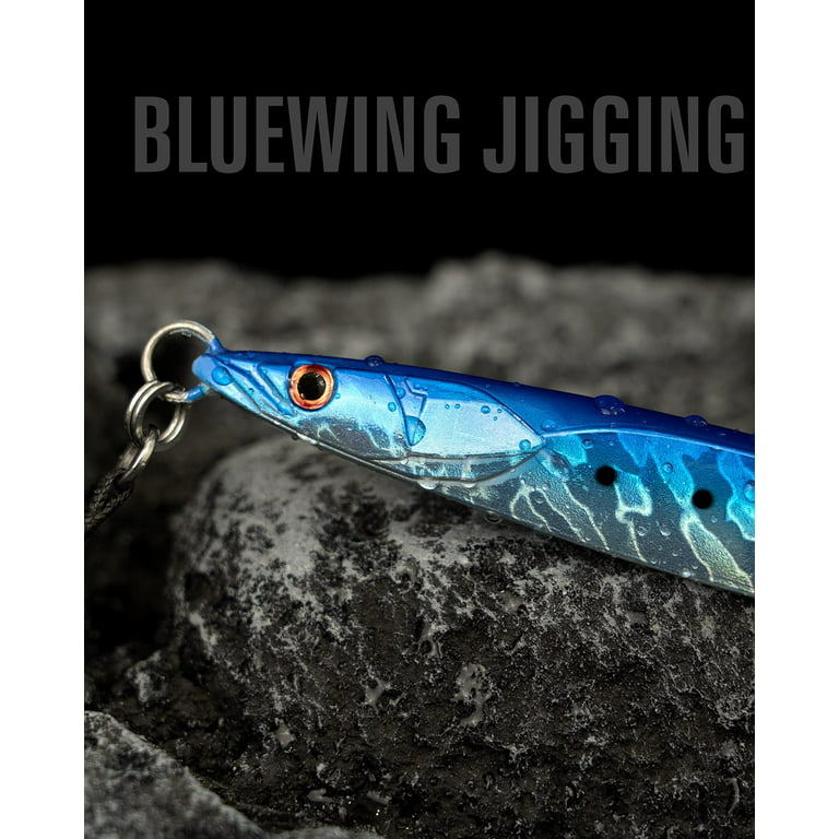 Bluewing Fishing Saltwater Jigs Speed Jigging Slow Jigging, Jig with Hook Vertical Jigs for Saltwater Fish Artificial Lures Jigging, Blue,120g