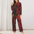 thumbnail image 2 of Lsque Vintage Rose Scepter Skull Pattern Long Sleeve Pajama Set for Women - Soft 2-Piece Sleepwear and Loungewear Set with Pockets, Comfy Nightwear-, 2 of 7