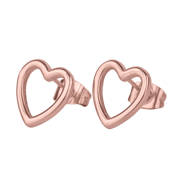 Aretes Mujer LuckyLy de Corazón Acero Inoxidable con Baño Oro Rosa 14k Modelo Elsie Unitalla