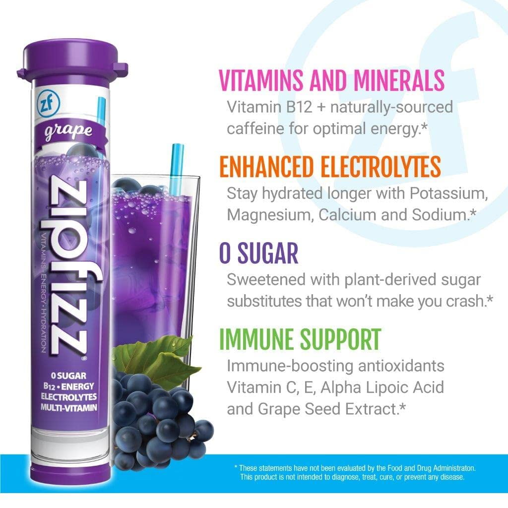 Zipfizz Energy Drink Mix, Grape (30 Count)