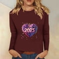 thumbnail image 1 of Styesk Chemises à Manches Longues pour Femmes Nouvel An T-shirt Décontracté Imprimé Col Rond Manches Longues, 1 of 4