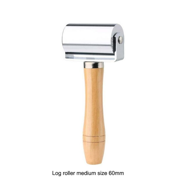 ziyahi Rouleau à Pression Plate en Bois et Acier Inoxydable pour Cuir, Roulement de Roue, Outils de Plastification pour Papier Peint Couleur Bûche/60mm