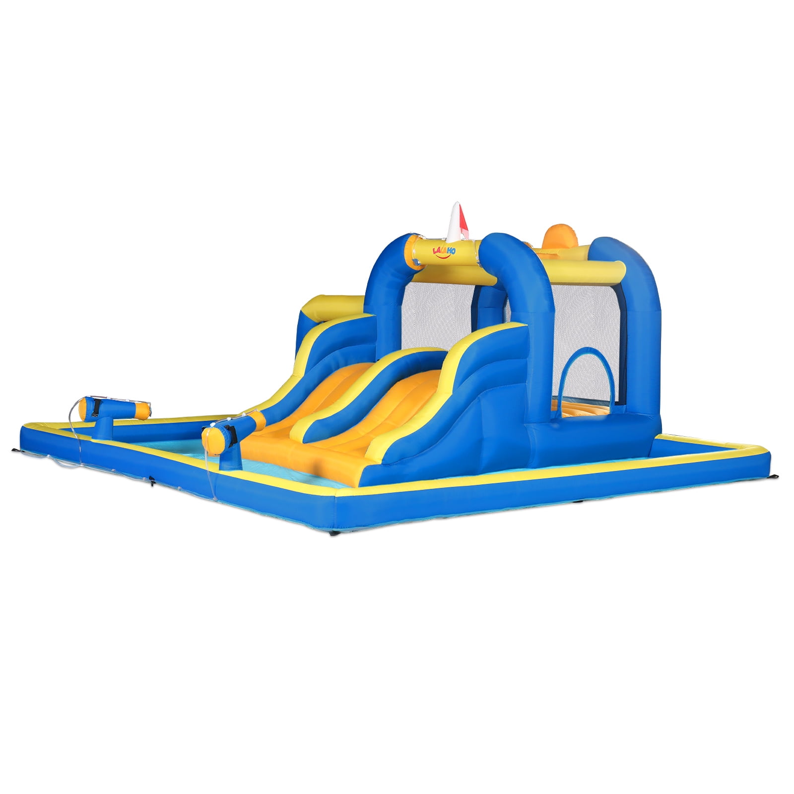 LALAHO Water Bounce House, Inflatable Water Slide Park for Kids, Backyard Summer Outdoor Fun for Childrens