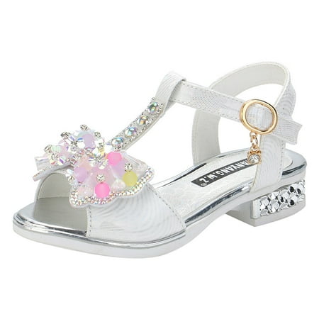 

Little Girl Sandal Children Shoes Fashion Thick Soles With Diamond Butterfly Sandals Summer Open Toe Student Dance Princess Shoes