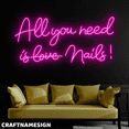 thumbnail image 2 of Craftnamesign All You Need Is Nails Neon Sign, Nail Studio Wall Art Decor, 2 of 4