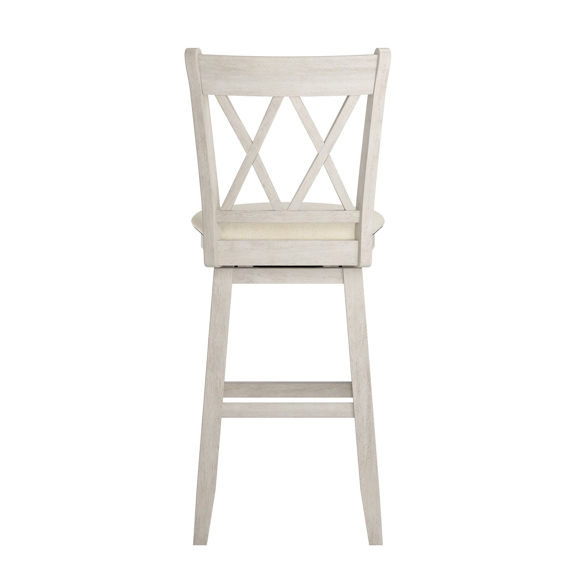 Weston Home Sheena Double X Back Bar Height Wood Swivel Stool, Antique White