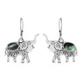 thumbnail image 1 of Majestic Thai Elephants Abalone Shell Inlays .925 Sterling Silver Earrings, 1 of 5