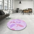 thumbnail image 4 of Ahgly Tapis Rond Lavable en Machine Intérieur Transitionnel Violet Violet, 6 Pieds Rond, 4 of 7