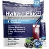 Hydralyte Electrolyte Hydration Powder Packets - Immunity Boost: 1,000mg Vitamin C, 300mg Elderberry, Zinc, with Antioxidants | Lightly Sparkling | Instant Dissolve | All Natural Berry Blast, 20 ct