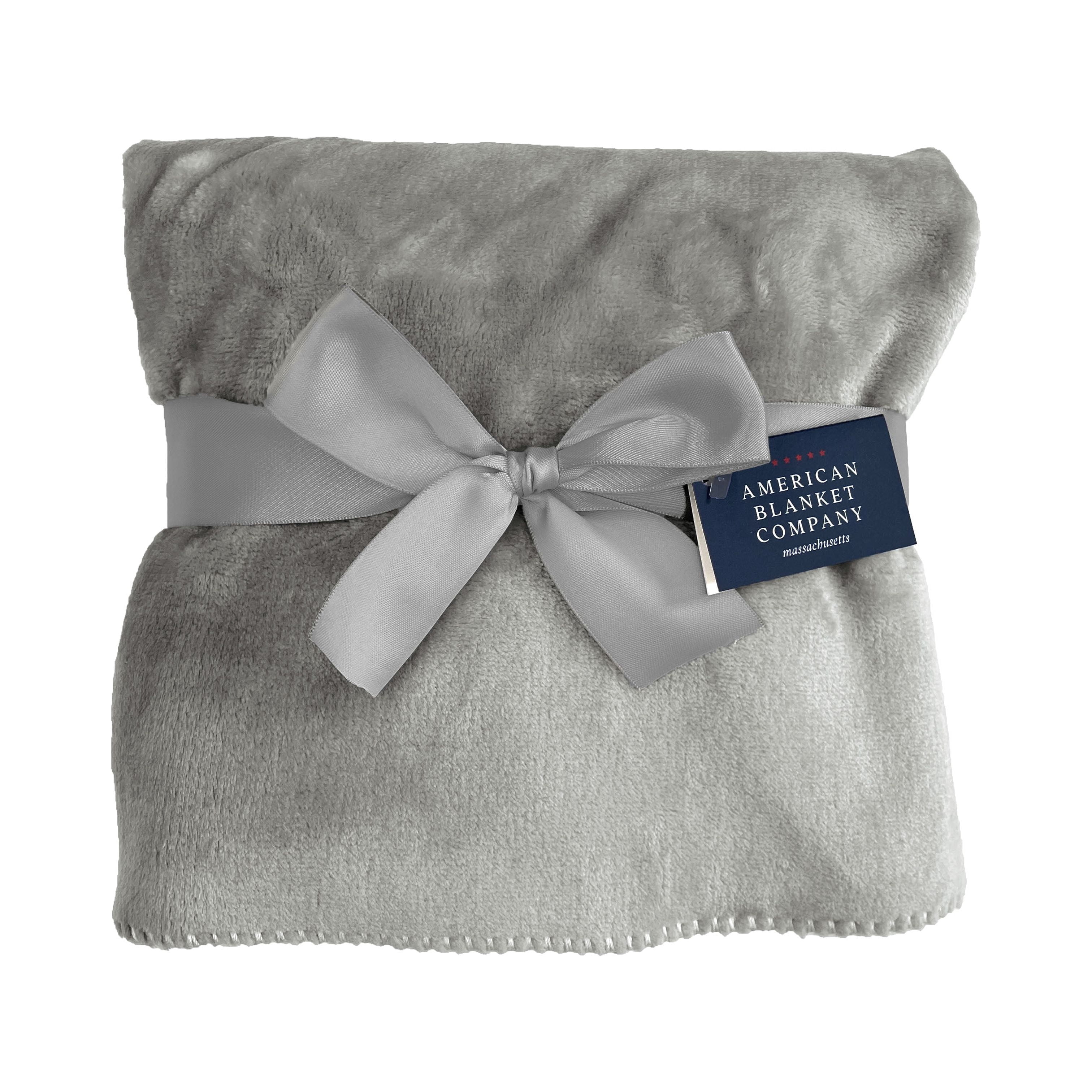 American Blanket Company Luster Loft Whip Stitch Infant Blanket Softest Gray 30in x 40in Unisex