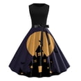 thumbnail image 1 of Robe Sans Manches à Col Rond Imprimée pour Femmes, Robe de Bal Élégante et Fluide pour Fête, 1 of 3
