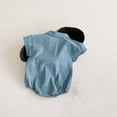 thumbnail image 3 of Baby Jean Bodysuit Newborn Denim Rompers Cotton Short Sleeve Polos Jumpsuit with Pocket Collared Onesies Summer Outfits, Blue, 6-12 Months, 3 of 7