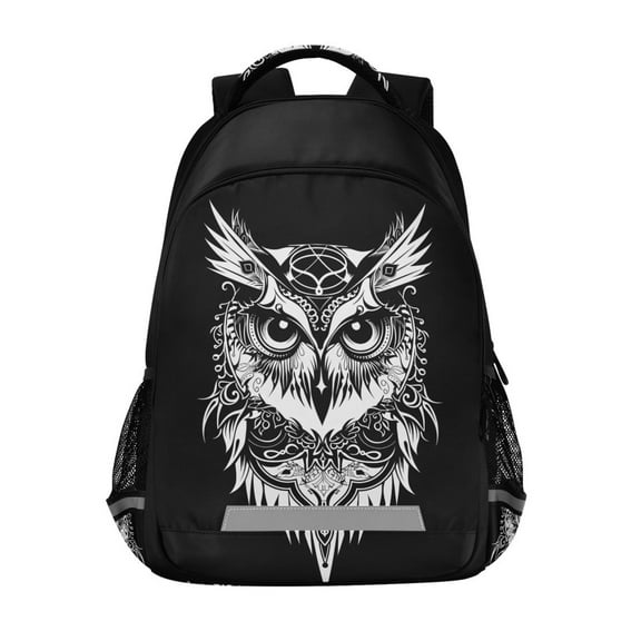 ALAZA Cool Owl on Black Backpack Elementary School Bag Bookbag Travel Rucksack