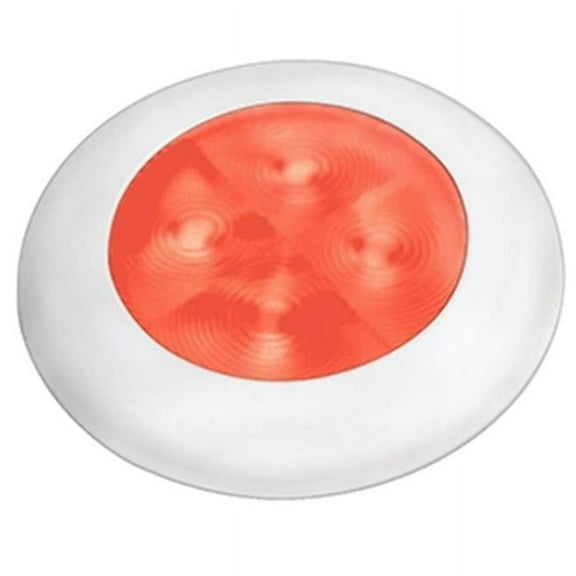 HELLA 980507241 '0507 Series' Slim Line Red 12V DC Round Soft LED Courtesy Light with White Plastic Rim
