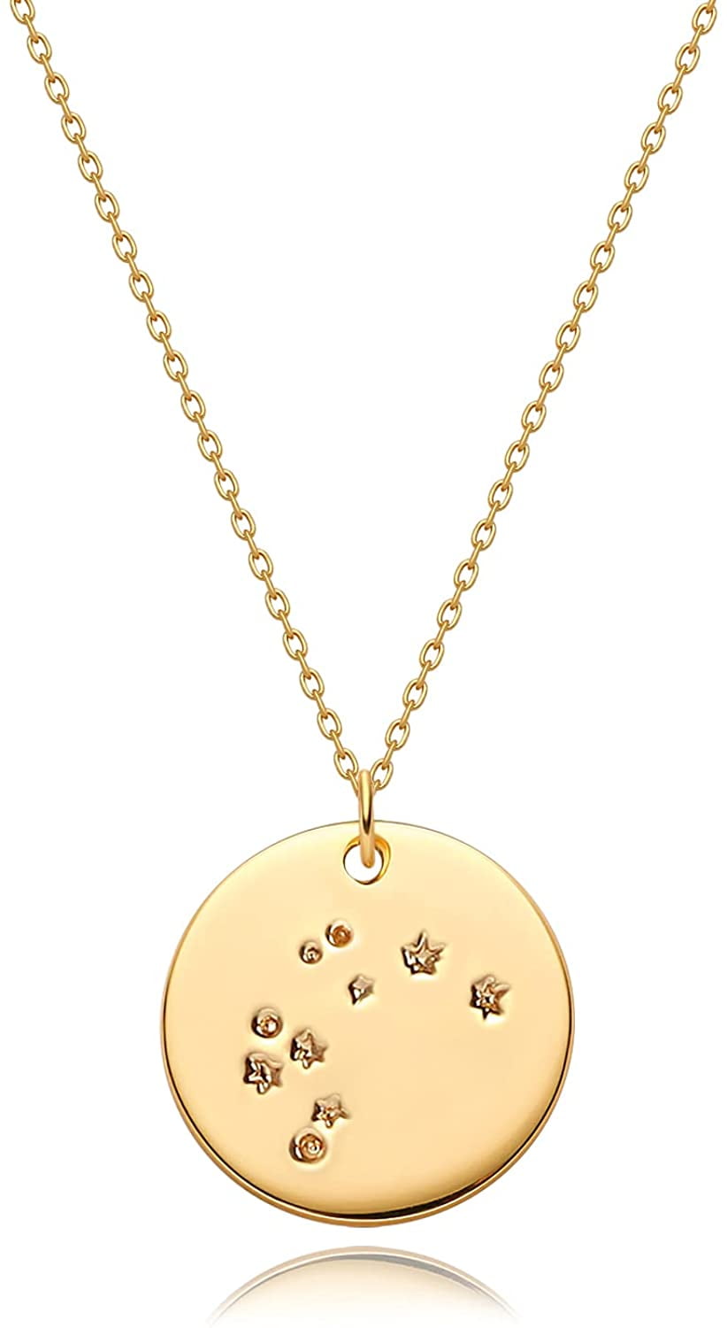 Gold Necklace Coin Disc Zodiac 12 