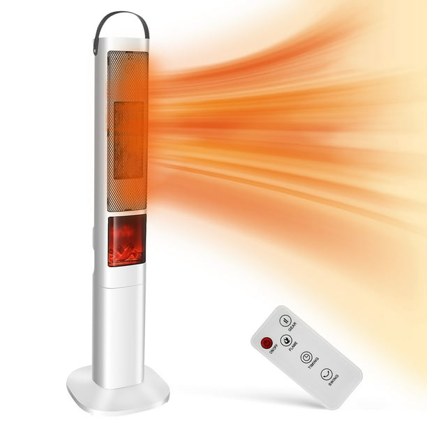 Calentador de espacio Calentador eléctrico Calentador de habitación grande para interiores Efecto de llama 3d Calentador de torre con control remoto con enchufe estadounidense 1500W