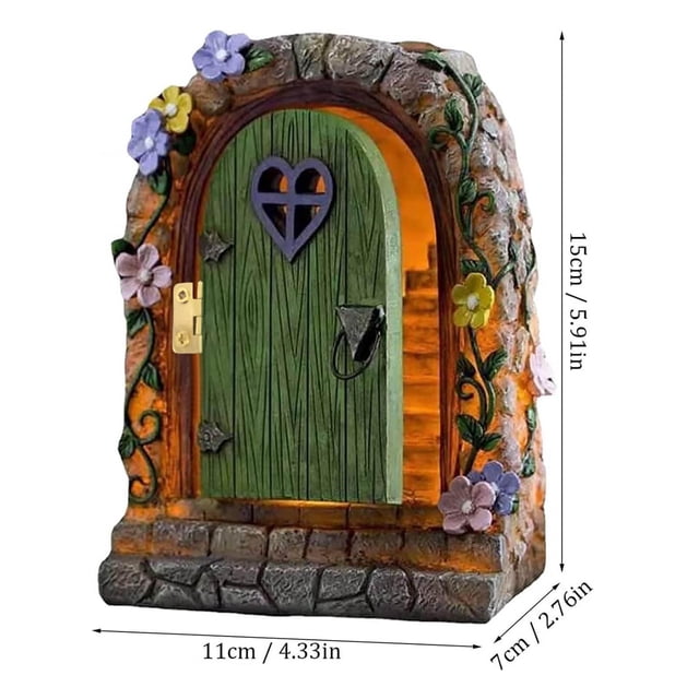 Solar Powered Door Statue With LED Light Opening Door And Window For Trees With Light In The Dark Yard Art Sculpture Decoration For Wal