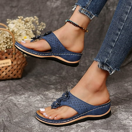 CHOII Clearance Women s Fashion Sandals Round Toe Clip Buckle Flat Bottom Side Hollow Large Size Sandals Comfortable Shoes With Ergonomic Soles Flip Flops Ankle Strap Sandals Thong Sandals Brown/9