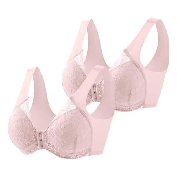 2 piezas de sujetador de yoga sin aros con hebilla frontal y encaje para mujer: informal, sexy, sin costuras y ajustable