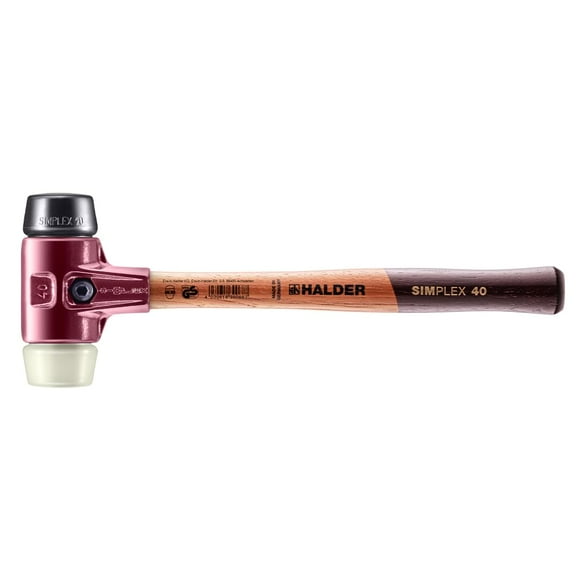 Halder 3028.040 Simplex 1.4 lb. Soft-Face Mallet with Black Rubber and Nylon Inserts, Cast Iron Housing, and Wood Handle, 22 oz