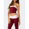 thumbnail image 5 of Biezeib Women 2 Piece Outfits Contrasting Color Crop Bandeau Tops and Elastic Flared Pants Set Streetwear Aesthetic Clothes, 5 of 6