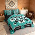 thumbnail image 2 of Manfei Southwest Tribal Queen Bedding, Geometric Aztec Bedding Comforter Set Queen, Turquoise Black Cream, Black Reversible 7pcs, 2 of 6