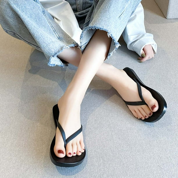 SMihono Sandals Womens Summer Plus Size Summer Outside Wear Couple Slippers  Soft Sole Non-slip Solid Color Women's Sandals Flip Flops Beach Shoes  Slipper On Clearance 