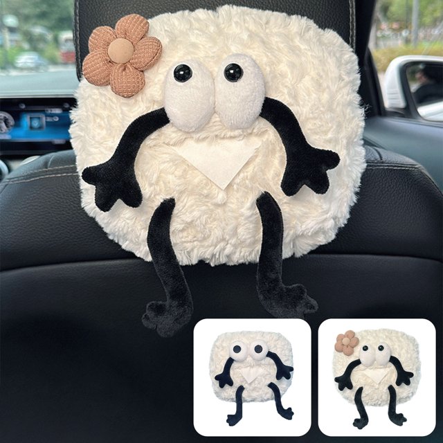 Caja de pañuelos para visor de coche - Soporte colgante para pañuelos con correa en el hombro, organizador blanco para el asiento trasero, consola central y reposabrazos