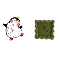 thumbnail image 1 of Precioso reloj de pared cuadrado de madera con diseño de pingüino de dibujos animados, silencioso, preciso y multifuncional, adorno colgante para dorm, 1 of 8